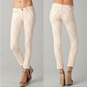 Ag Adriano Goldschmied Stilt Cigarette Jeans in Ikat Chevron Design, Size 28